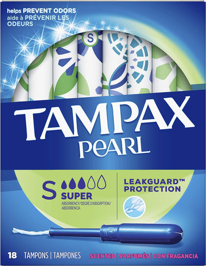 Tampax Pearl Regular Absorbency Unscented Tampons, Leakguard protection 96 Count, Pack of 1