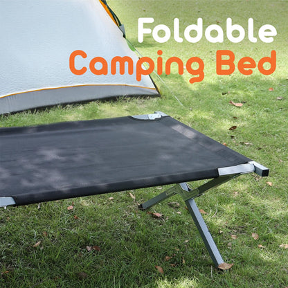 woodandgas outdoors Wood & Gas Folding Camping Bed - Lightweight Portable Steel Frame with Oxford Fabric, 188cm Length, 64cm Width, 42cm Height, 5kg - Perfect for Adventures, Camping, and Hiking