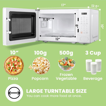 COMFEE' Microwave Oven 20L 700W Digital Touch Control, Precise Timer,LED Screen, 11 Power Levels, 6 Auto Menu Memory Function, Safe Child Lock, Push Button Door Open Solo Microwave-CM-M202CC(WH)-White