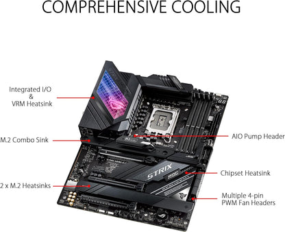 ASUS ROG Strix Z690-E Gaming WiFi 6E LGA 1700(Intel 12th Gen) ATX gaming motherboard(PCIe 5.0,DDR5,2.5 Gb LAN,Thunderbolt 4,5xM.2,1xPCIe 5.0 M.2,ROG Hyper M.2 Card,Front panel USB 3.2 Gen 2x2 Type-C)