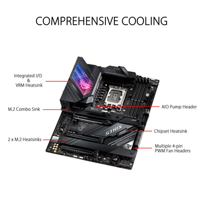 ASUS ROG Strix Z690-E Gaming WiFi 6E LGA 1700(Intel 12th Gen) ATX gaming motherboard(PCIe 5.0,DDR5,2.5 Gb LAN,Thunderbolt 4,5xM.2,1xPCIe 5.0 M.2,ROG Hyper M.2 Card,Front panel USB 3.2 Gen 2x2 Type-C)