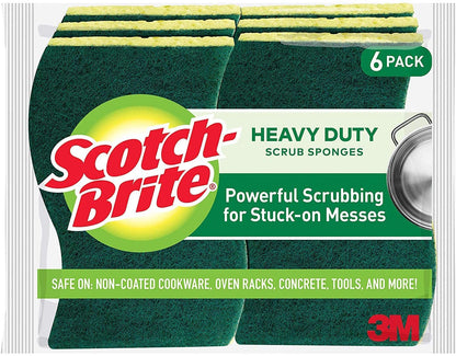 Scotch-Brite Scrub Sponge, 6 Pack, Non Scratch, Multipurpose Sponges for Dishes ,Garage,Outdoor, Kitchen