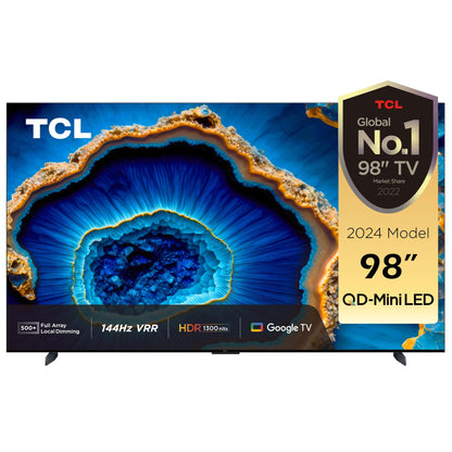 TCL 75 Inch TV, 4K QD-Mini LED, Smart TV, Google TV, Game Master 2.0, Dolby Vision IQ-Atmos HDR 1300 nits peak IMAX Enhanced 144HZ VRR - 75C755