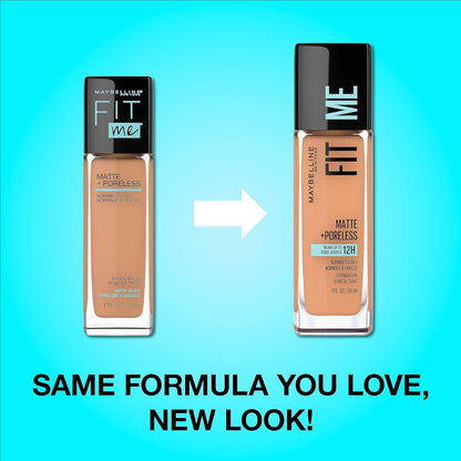 Maybelline Fit Me Matte + Poreless Liquid Oil-Free Foundation Makeup, Soft Tan, 1 Count (Packaging May Vary)