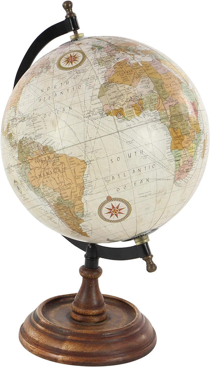 Deco 79 Mango Wood Globe with Wood Base, 9" x 8" x 13", Brown