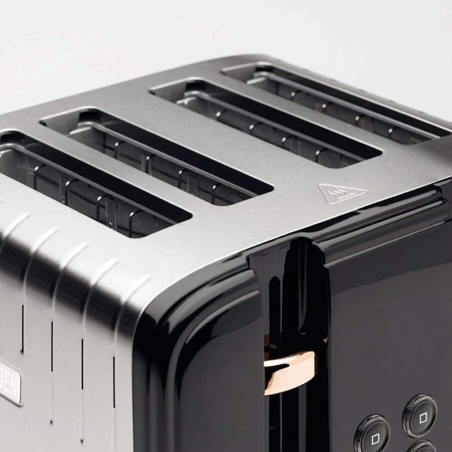 Haden Salcombe Black Toaster 4 Slice - Retro Design with Wide Slots - Easy To Clean Black Toaster - Stainless Steel Housing - Self Centring Function - 2300W