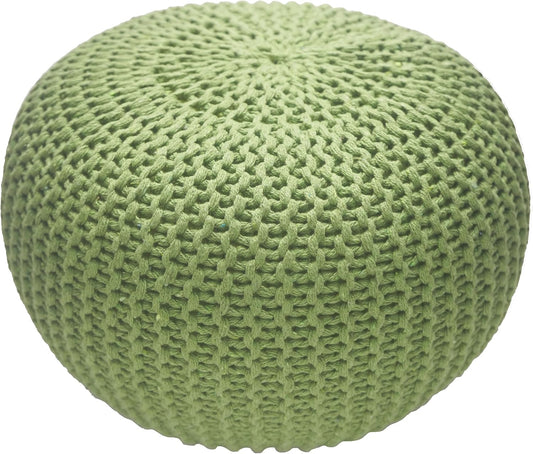 Bedding Craft Pouf,Pouf Ottoman,Pouf Ottoman Foot Rest,Pouf Living Room,Out Door Pouf Ottoman,Hand Knitted Bean Bag Pouf, Chair Foot Rest for Livinghome, 18x18x14_Sage Green