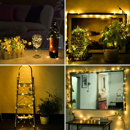 ANJAYLIA LED Fairy Lights Battery Operated String Lights Firefly Lights Garden Home Bedroom Christmas Party Wedding Festival Decorations (Warm White, 16.5Ft*2)