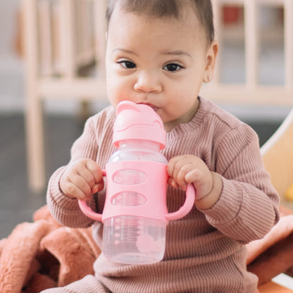 Dr. Brown’s® Milestones™ Narrow Sippy Straw Bottle with 100% Silicone Handles, 8oz/250mL, Gray & Blue, 2 Pack, 6m+