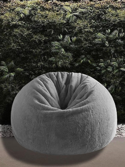 Mollismoons Bean Bag Fur Chair XXXL Size for Adults & Kids Bean Bag Cover Without Beans Grey Color