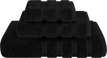 American Soft Linen Bath Linen Sets, 4 Pack Bath Linen Sets for Your Bathroom, Salem Luxury 100% Turkish Soft Twist Cotton, 13 x 13 inches Premium Quality Bath Linen Sets, Black