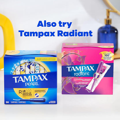 Tampax Pearl Absorbency with Leak Guard Braid Duo Unscented Tampons, Regular/Super, 34 Count