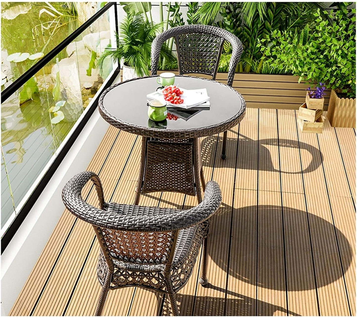 villa Garden Furniture Sets Outdoor Furniture Rattan Garden Table and Chairs Set Patio Rattan Dining Table Set Wicker Weave Coffee Table Patio BUYT