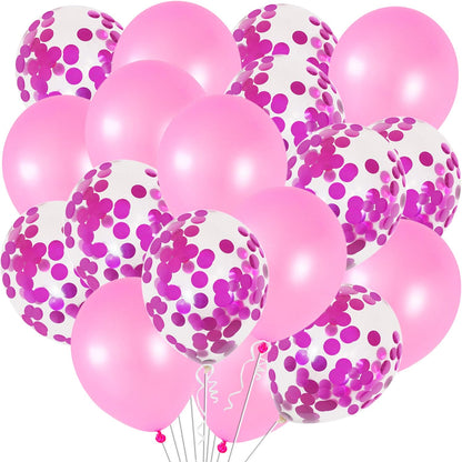 Pink and Pink confetti Latex Balloons Kit - Pack of 30 | Latex Pink and Confetti Balloons for Birthday Party | Great for Debut Wedding Decorations, Baby and Bridal Shower, Engagement, Anniversary