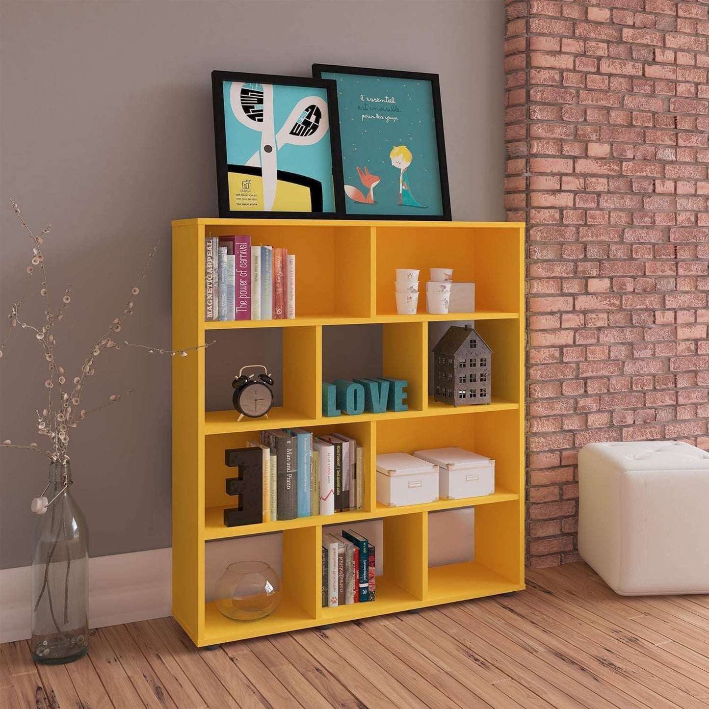 Artely MDF/MDP Book Shelf, Bookcase, Cabinet, Bookrack, Many Shelves, Ideal for Living Room, Bedroom, Office, Book Room, Rustic Brown, W 91 cm x D 25 cm x H 109 cm, DIY Assembly, 7899307514197