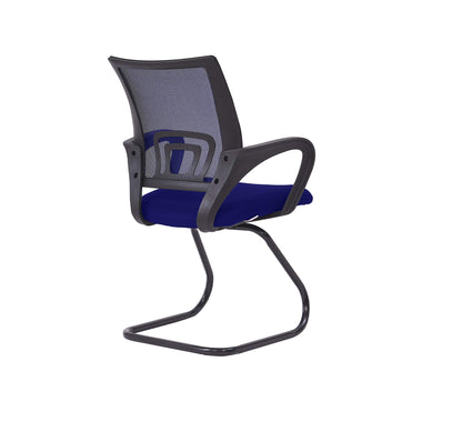 Mahmayi 69001C Mesh Visitors Chair with Fixed Arms- Breathable Mesh Backrest, Comfortable Fabric Seat, Sturdy Cantilever Base for Guest Seating in Office and Reception Areas (Blue, Visitor Chair)