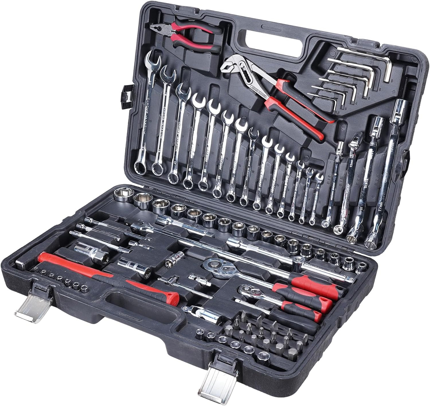 Royal Power Professional Comprehensive Repair Mixed Tool Sets. Combination Wrench, Pliers, Claw Hammer, Adjustable wrench, Screwdrivers (86pc)