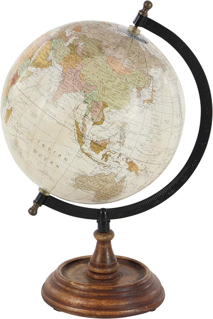 Deco 79 Mango Wood Globe with Wood Base, 9" x 8" x 13", Brown