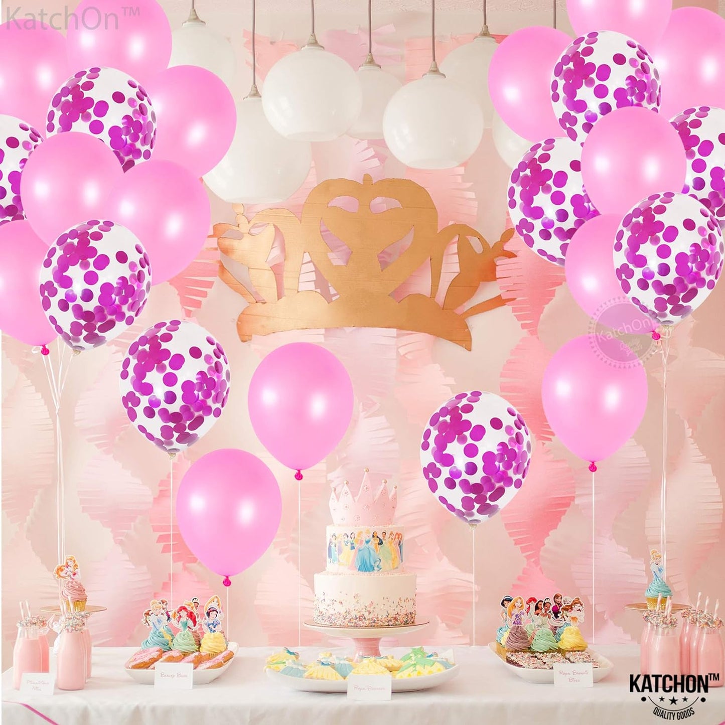 Pink and Pink confetti Latex Balloons Kit - Pack of 30 | Latex Pink and Confetti Balloons for Birthday Party | Great for Debut Wedding Decorations, Baby and Bridal Shower, Engagement, Anniversary