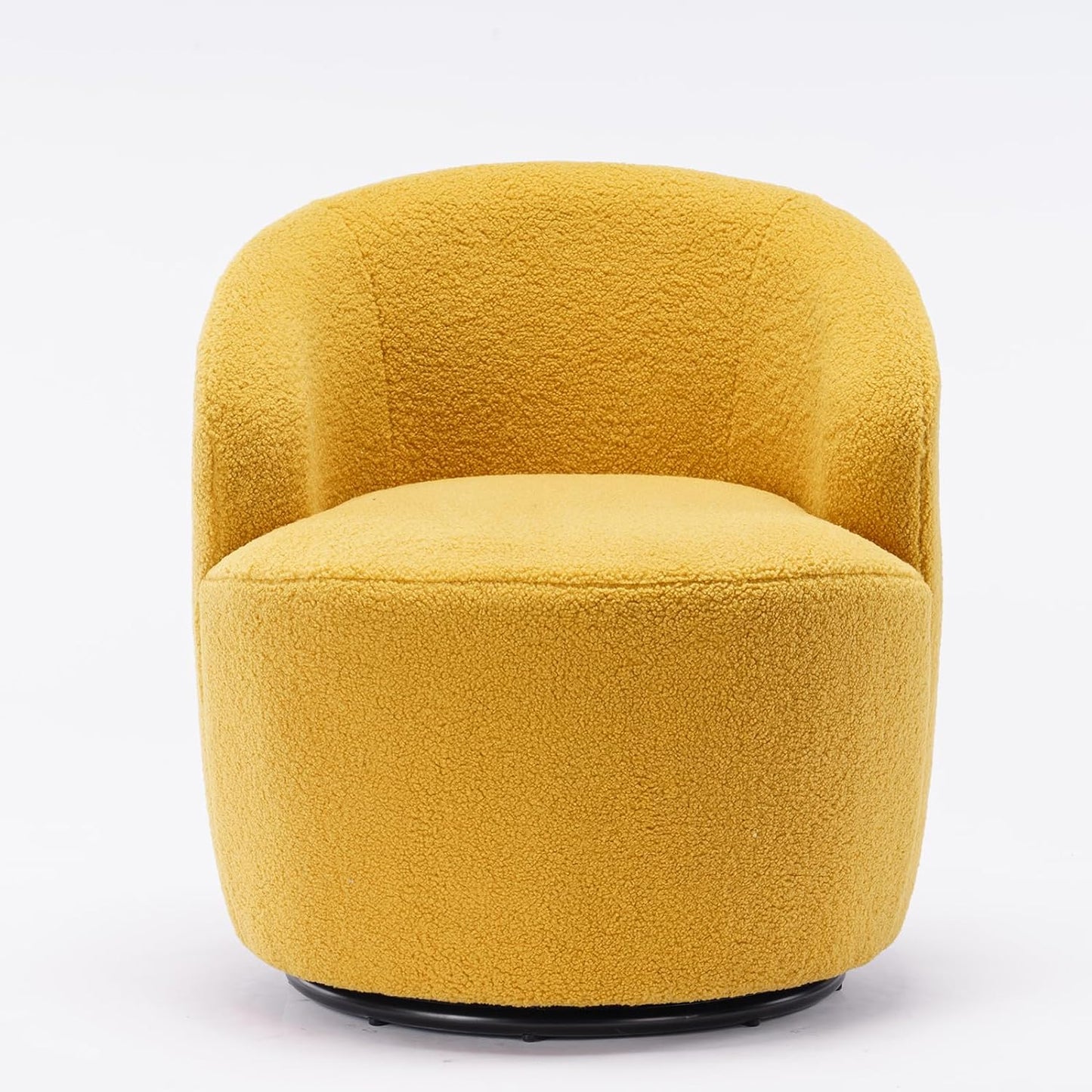 SPOFLYINN Teddy Fabric Accent Chair Armrest Accent Single Lazy Chair Comfy Leisure Chairs with Black Powder Coating Metal Ring Swivel Accent Armchair Barrel Chair for Living Room Yellow One Size