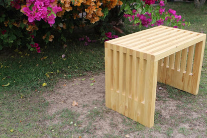 Shadow Bamboo Dining Bench, White Wood Bench, Indoor and Outdoor storage bench, Kitchen, Living room, Garden Furniture