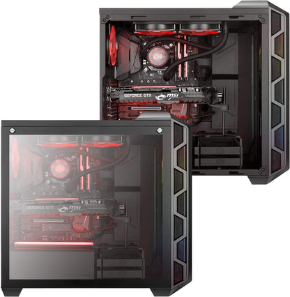 Cooler Master MasterCase H500 ARGB - PC Case with Dual 200mm Fans for High-Volume Airflow, Mesh and Transparent Front Chassis Panels, Flexible ATX Hardware Capacity