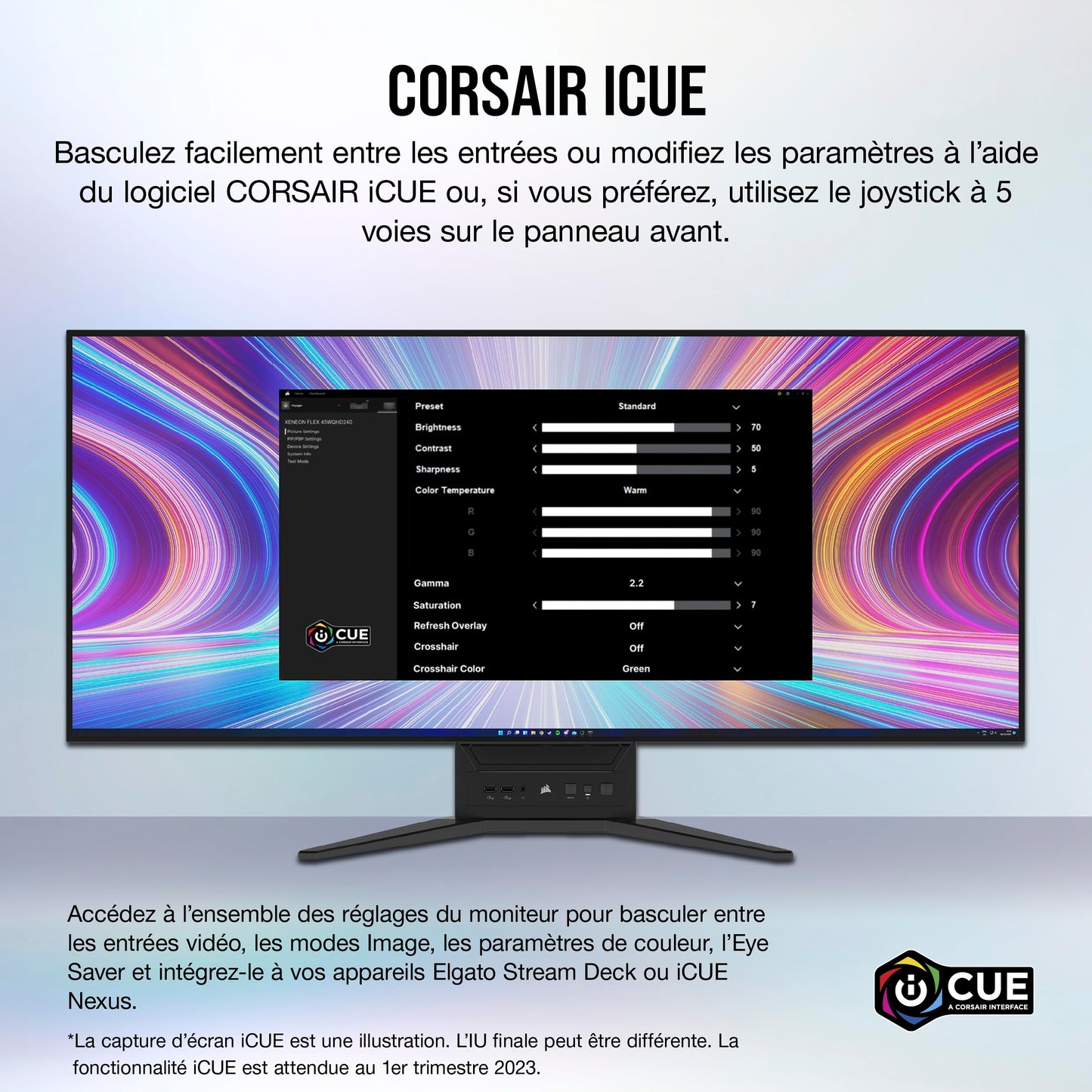 Corsair Xeneon Flex 45WQHD240 Gaming Monitor - 45-Inch OLED WQHD (3440 x 1440) Bendable Display, 240Hz Refresh Rate, 0.03ms GtG Response Time, NVIDIA G-SYNC Compatible, AMD FreeSync Premium - Black - CaveHubs