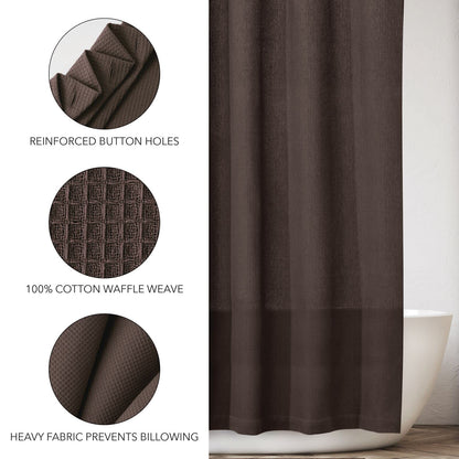 mDesign Cotton Waffle Weave Fabric Shower Curtain - for Bathroom Showers and Bathtubs - Hotel Quality - Machine Washable - Farmhouse Style - 72x72 Inch Cream/Beige