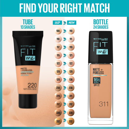 Maybelline New York Fit Me Matte+Poreless Liquid Foundation, 340 Cappuccino, 30 ml