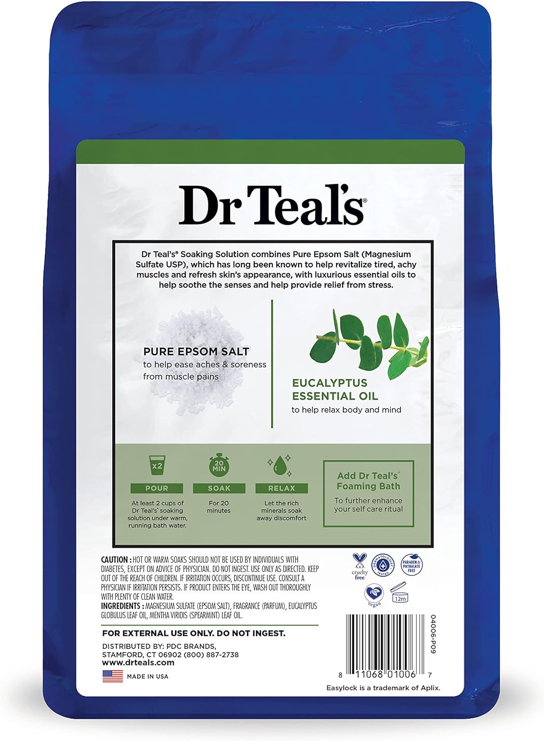 Dr Teal'S Epsom Relax Salt And Relief With Eucalyptus Spearmint, 1.36 KilogRAM