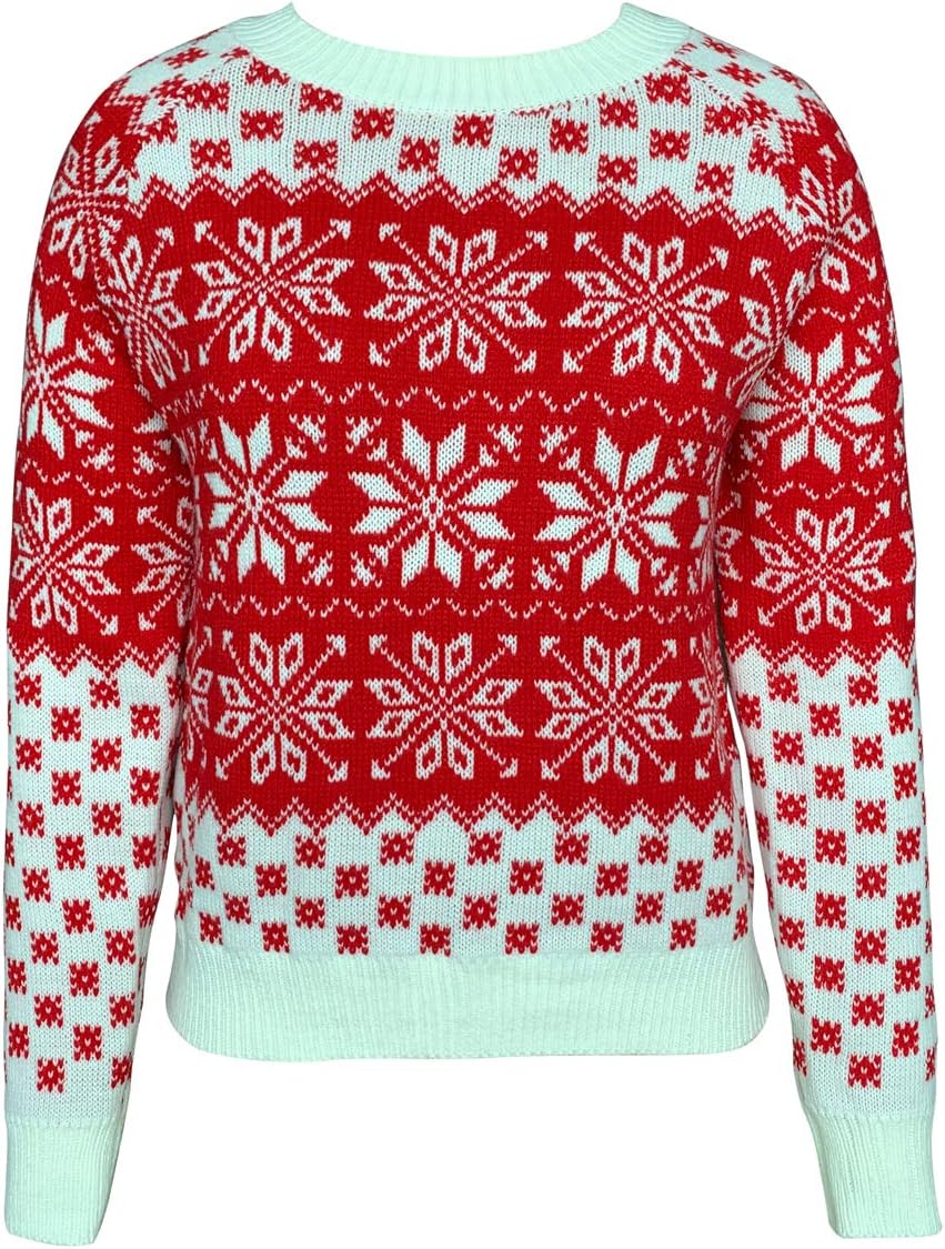 Women Sweater Christmas Oversized Pullover Sweaters Reindeer Snowflake Graphic Long Sleeve Crew Neck Knit Tops