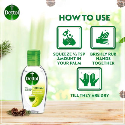 Dettol Hand Sanitizer Original for 100% Better Germ Protection & Personal Hygiene, 50ml (Pack of 3)