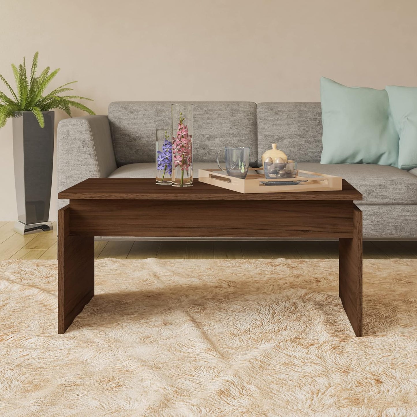 Artely Cris Coffee Table, Walnut Brown - W 80 X D 50 x H 38 cm