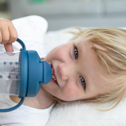 Dr. Brown's Milestones Baby's First Straw Cup Sippy Cup with Straw 6m+, 9oz/270ml, Dark Blue