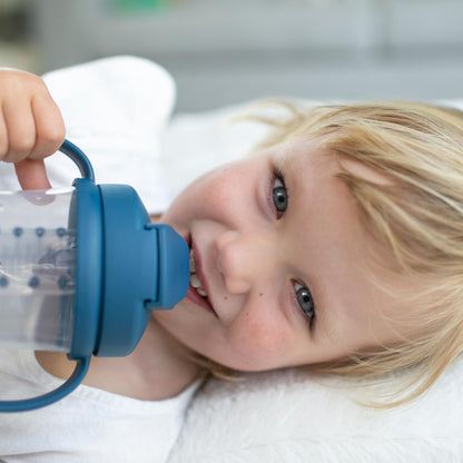 Dr. Brown's Milestones Baby's First Straw Cup Sippy Cup with Straw 6m+, 9oz/270ml, Dark Blue