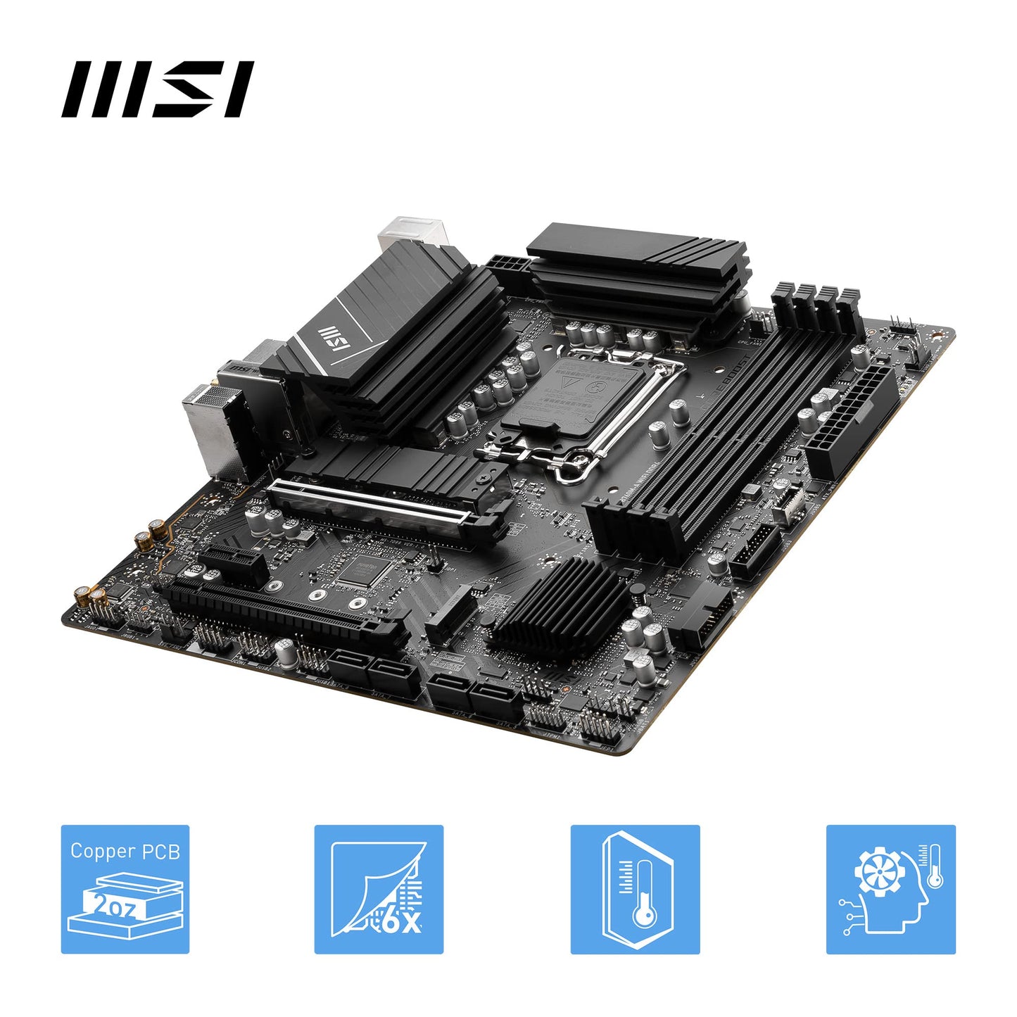 MSI PRO B760-P WIFI DDR4 Motherboard, ATX - Supports Intel 12th & 13th Gen Core Processors, LGA 1700 - DDR4 Memory Boost 5333+MHz/OC, PCIe 4.0 x16 Slots, M.2 Gen4 Slots, 2.5G LAN, Wi-Fi 6E