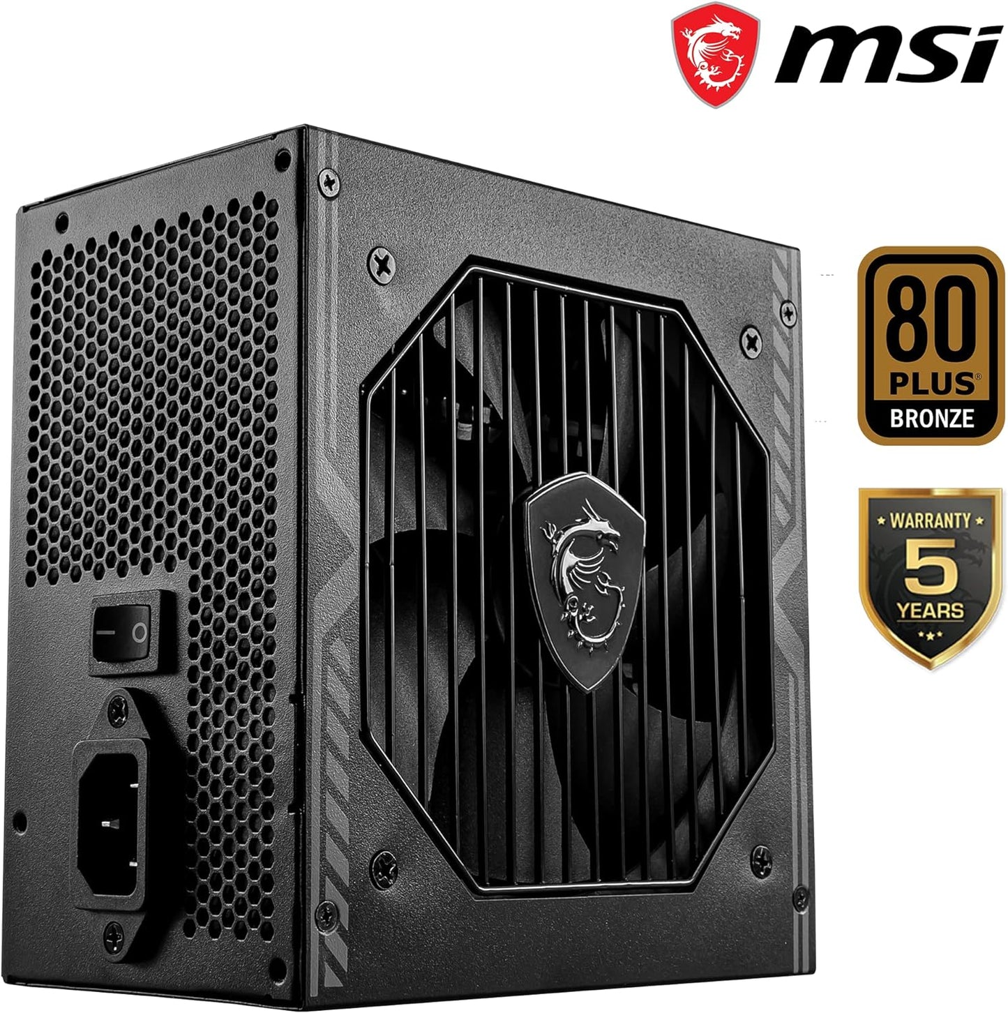 MSI MAG A650BN 650W 80+ Bronze Power Supply, DC-DC Circuit Design, 120 mm Fan Size, Active PFC, 100-240Vac, ATX - Black - CaveHubs