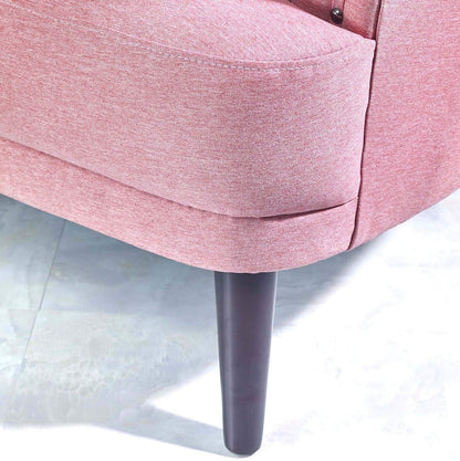 SOPHIE Club Chair [Pink] Upholstered Chair for Living Room - Studded Detailing, Solid Wood Legs | Accent Chairs