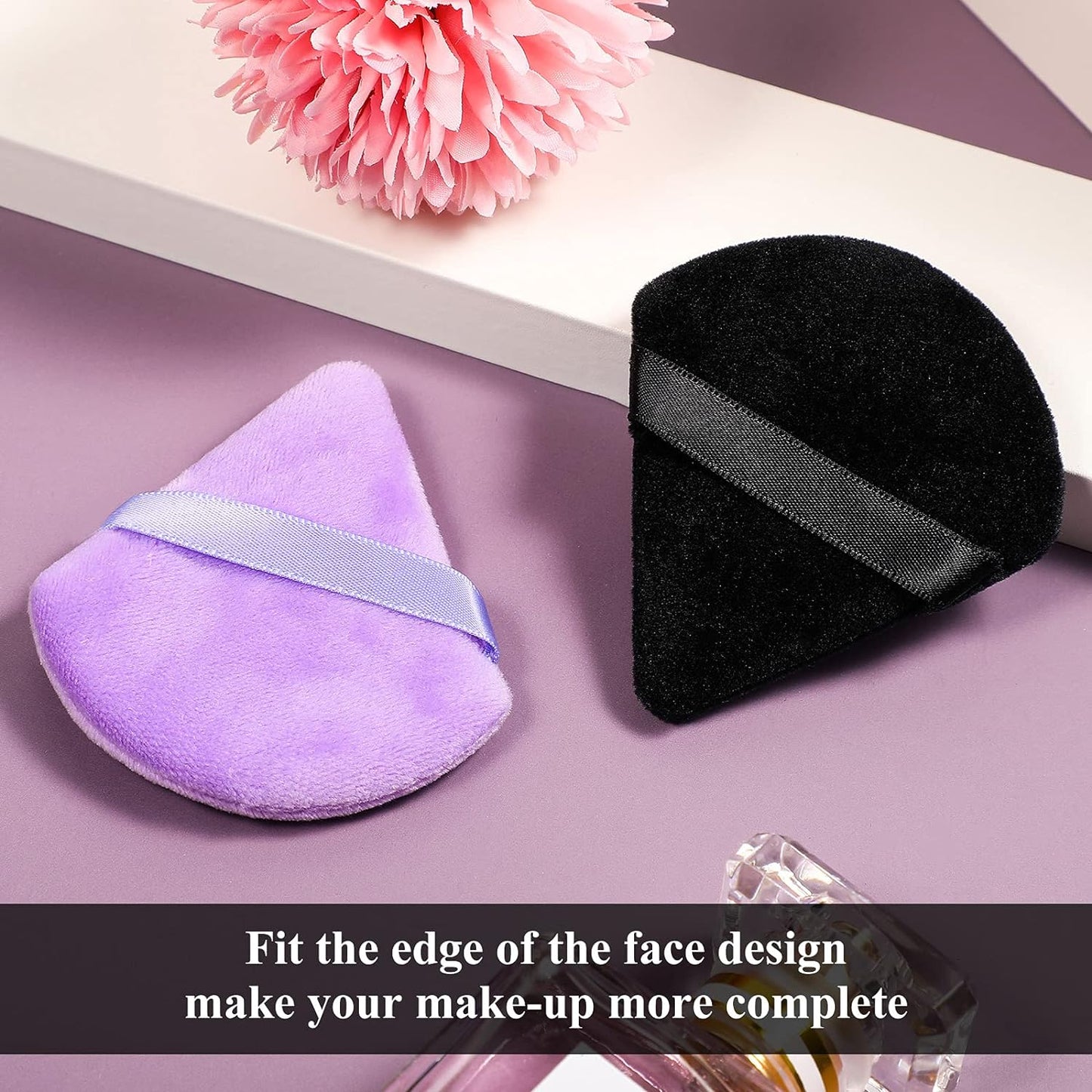 Maitys Powder Puff Face Triangle Makeup Puff for Loose Powder Soft Body Cosmetic Foundation Sponge Mineral Powder Wet Dry Makeup Tool (Black, White, Small) - 12 Count (Pack of 1)