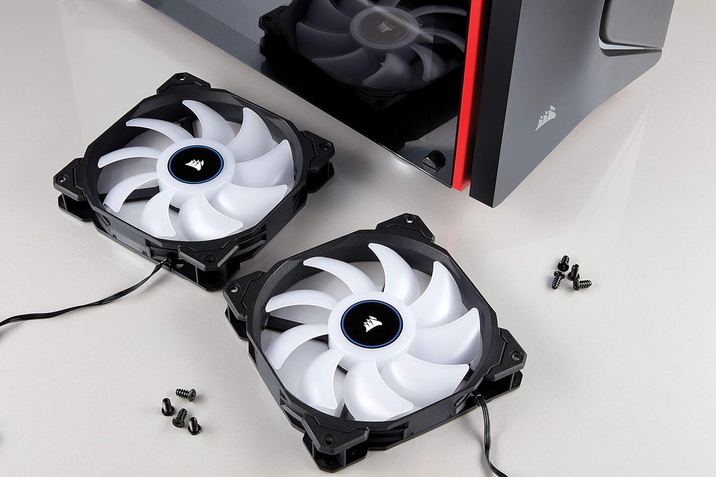 CORSAIR AF140 LED Low Noise Cooling Fan, Dual Pack - White, 140 mm