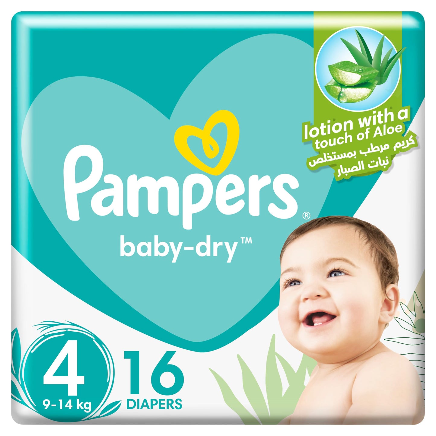 Pampers Baby-Dry Taped Diapers with Aloe Vera Lotion, up to 100% Leakage Protection, Size 4, 9-14kg, 240 Count