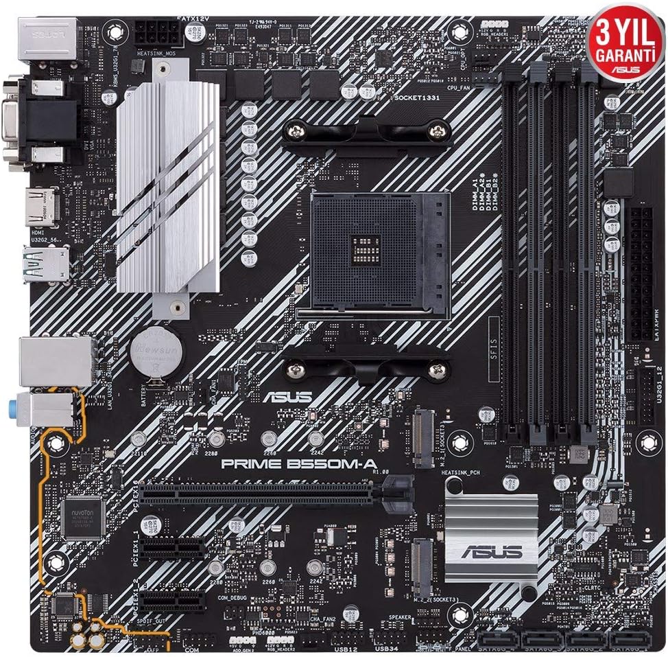 ASUS PRIME B550M-K (AMD B550) (Ryzen AM4) micro ATX motherboard with dual M.2, PCIe 4.0, 1 Gb Ethernet, HDMI/D-Sub/DVI, SATA 6 Gbps, USB 3.2 Gen 2 Type-A