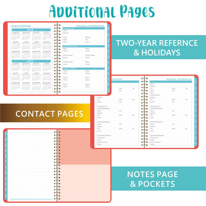 KSNOW 2024 Weekly and Monthly Planner, Runs from January 2024 to December 2024, Life Planner to Hit Your Goals & Live Happier, 12 Months Yearly Agenda Productivity for Women & Men, A5 (Blue)