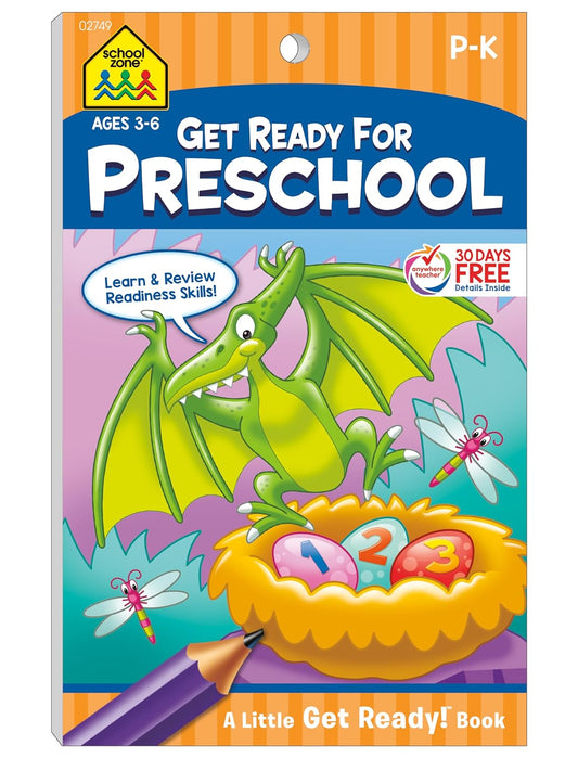 School Zone - Get Ready for Preschool Workbook - Ages 3 to 6, Letters, Numbers, Colors, Counting, Rhyming, Patterns, Matching, and More (School Zone Little Get Ready!™ Book Series)