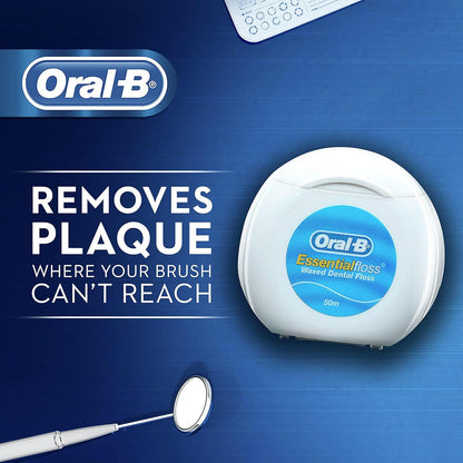 Oral B Essential Unwaxed Dental Floss For Unisex, Shred Resistant, 50 M, 1 Piece