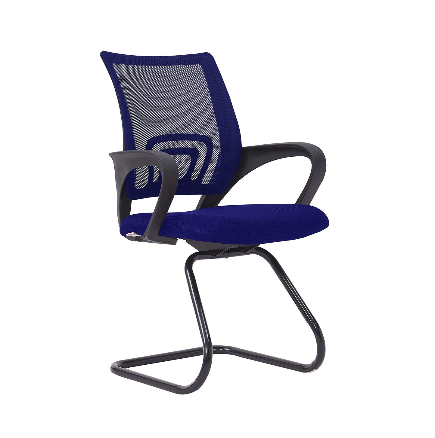 Mahmayi 69001C Mesh Visitors Chair with Fixed Arms- Breathable Mesh Backrest, Comfortable Fabric Seat, Sturdy Cantilever Base for Guest Seating in Office and Reception Areas (Blue, Visitor Chair)