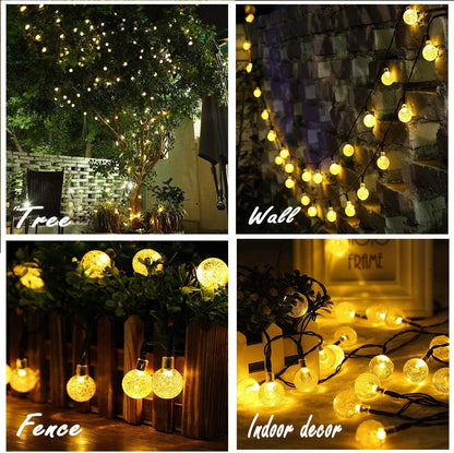 Sulfar Solar String Lights Outdoor, 30 LED Crystal Ball Fairy Waterproof Powered for Garden, Home, Party, Gazebo, Lawn, Patio (Warm White)