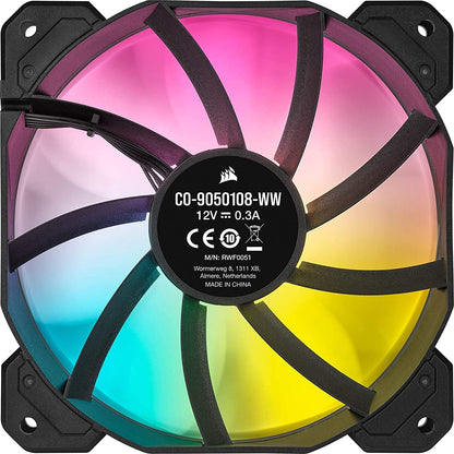 Corsair SP Series, SP120 RGB ELITE, 120mm RGB LED Fan with AirGuide, Single Pack, BLACK