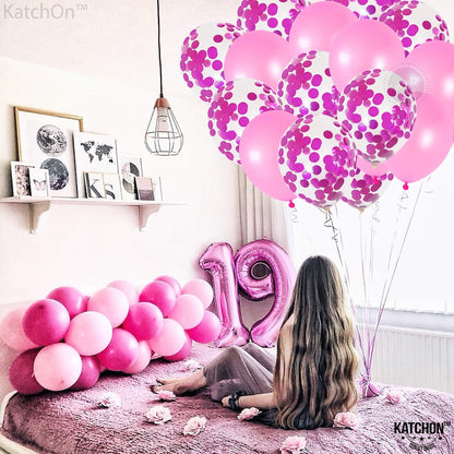 Pink and Pink confetti Latex Balloons Kit - Pack of 30 | Latex Pink and Confetti Balloons for Birthday Party | Great for Debut Wedding Decorations, Baby and Bridal Shower, Engagement, Anniversary