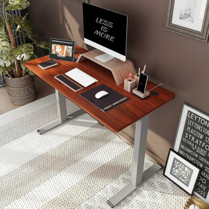 Flexispot EN1 Height Adjustable Standing Desk with Memory Height Adjustable Whole-Piece Desk Top (55x28, Black Frame + White Top)